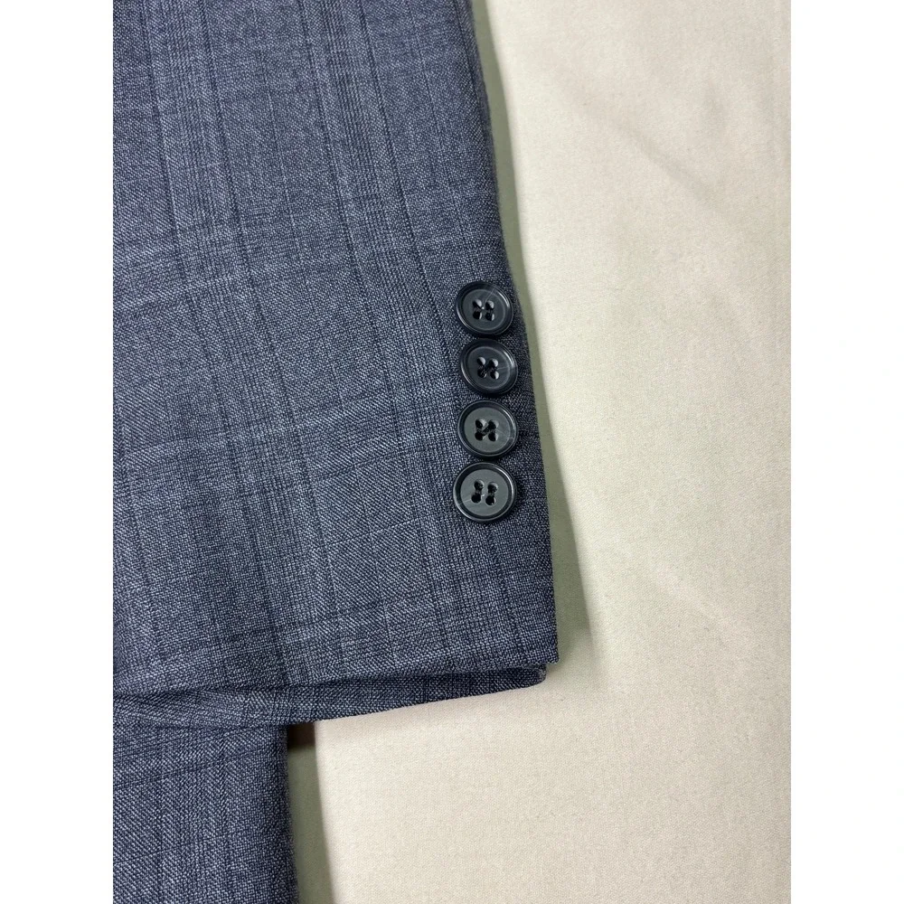 Brooks Brothers 1818 Regent Blue Glen‎ Plaid Wool Blazer Sport 44R Mens Made USA